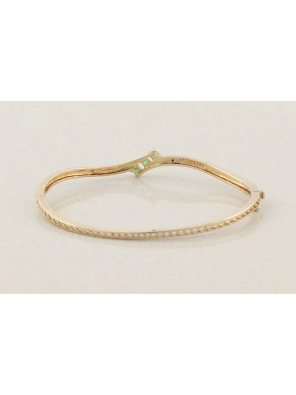 18k Gold Over Sterling Silver Natural Emerald Bangle Bracelet 7